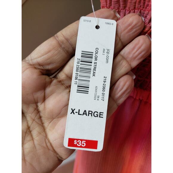 A.N.A Long Maxi Dress Women's Size XL Multi Tie Dye Cinch Waist Back Wrap V Neck - Picture 4 of 14